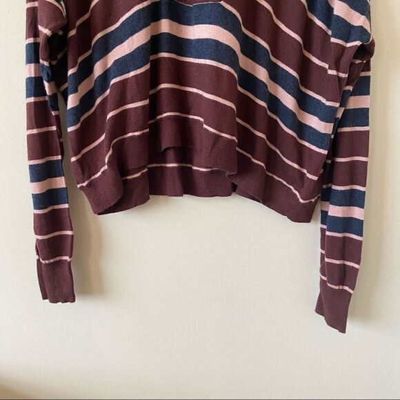 Joie-stripped Crop Long Sleeve Lightweight Sweater - Picture 5 of 8